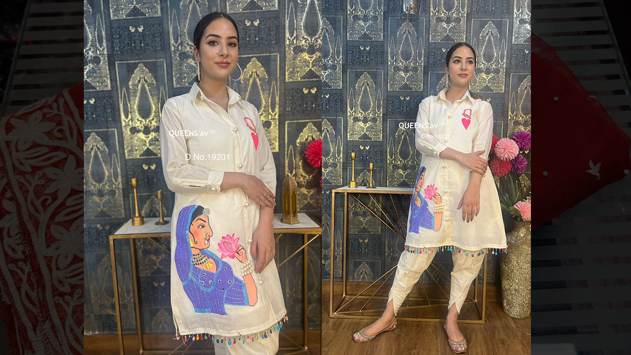 QUEENS'av Suits | Mul Cotton Stitched Tulip Set | Pure Mul Cotton Shirt | Mul Lining Attached #short