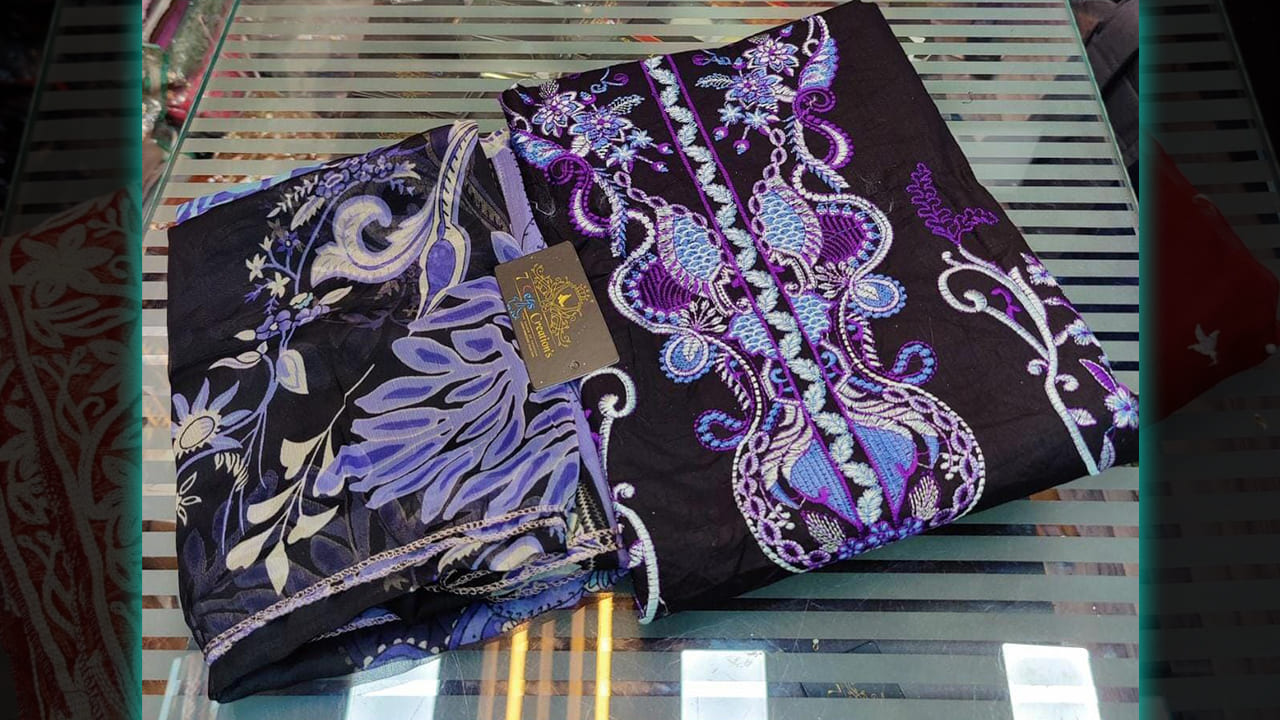 7Seas Creation's Suits | Pure Cotton With Beautiful Self Embroidered & Printing All Over