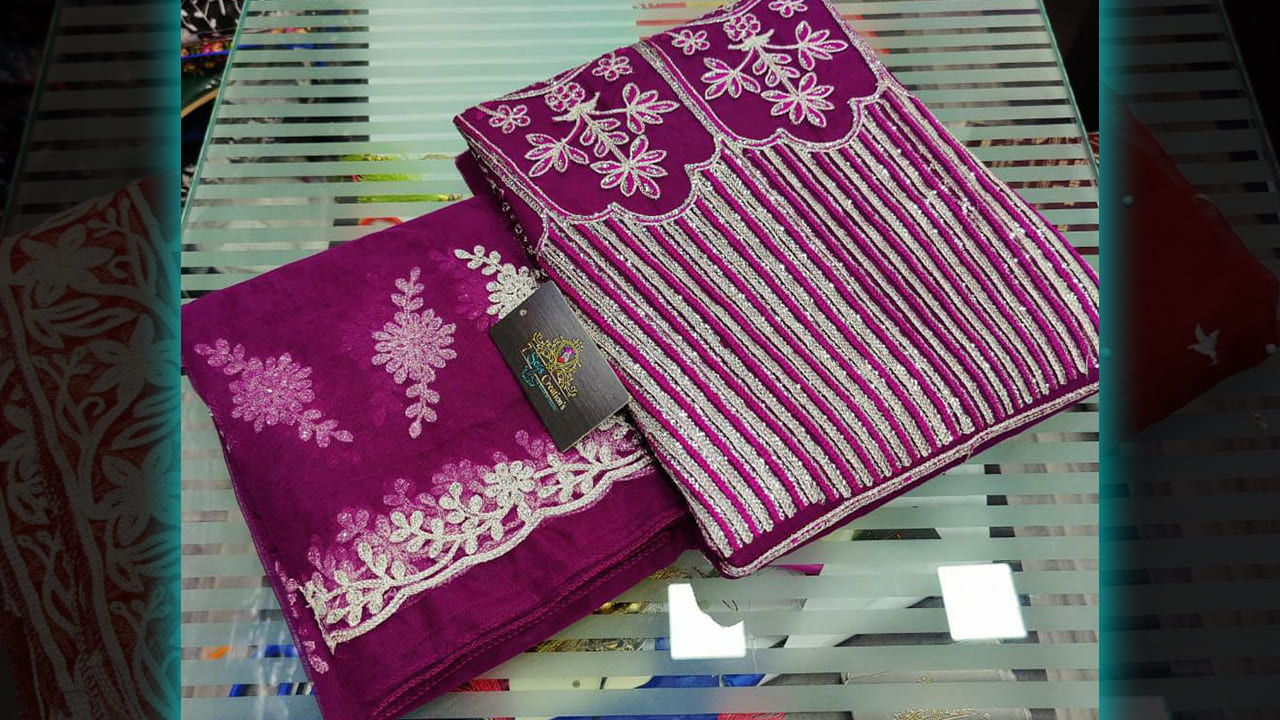 7Seas Creation's Suits | Super Net With Beautiful Embroidery & Heavy Sequin Work All Over