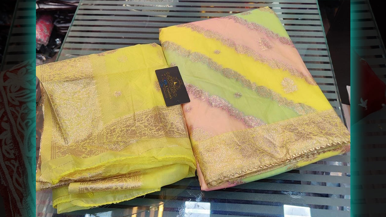 7Seas Creation's Top Suits || Organza With 4 Sided Heavy Border & Beautiful Weaving All Over