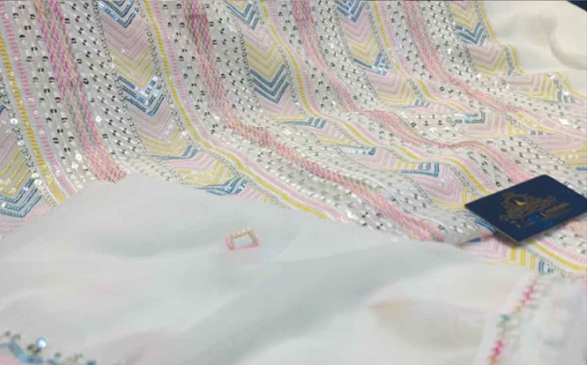 Georgette with beautiful Multi-colored embroidery & heavy multi-sequins work all over