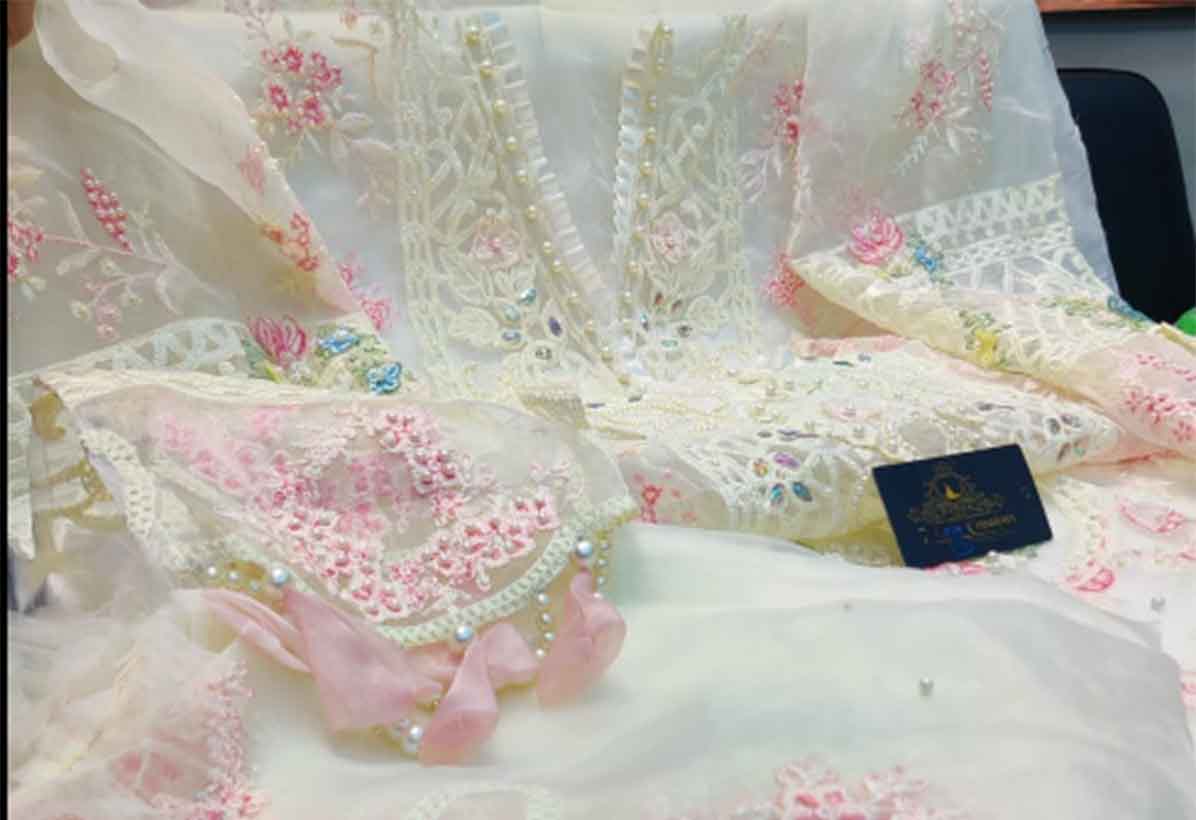 Organza gorgeous- embroidery, sequins-Mottis 3D flowers work allover 7Seas Creation's ladies -suits -1