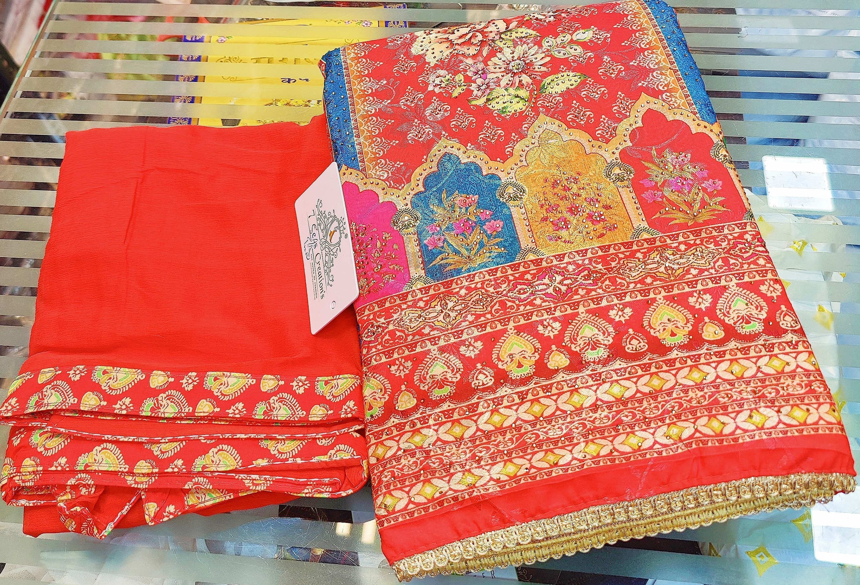 DIVINE MESSENGER | 
Orange Divine Fab Latest Ladies Suits | Chiffon Muslin jacquard with beautiful digital printing