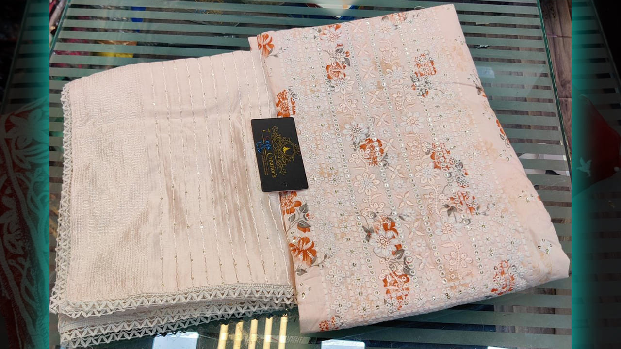 7Seas Creation's Suits | Pure Cambric With Beautiful Embroidery, Sequins & Digital Printing All Over