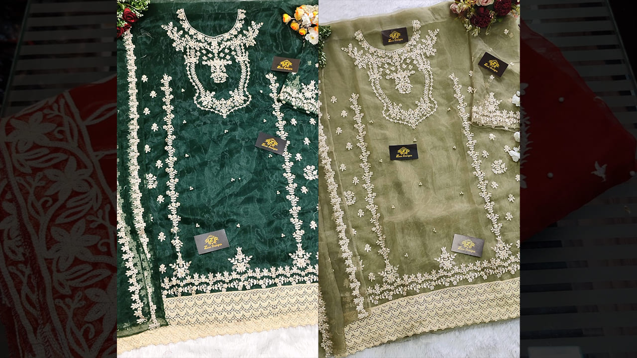 Divine Fab Latest Suits | Top: Organza | Inner: Santoon | Bottom: Santoon | Dupatta: Organza