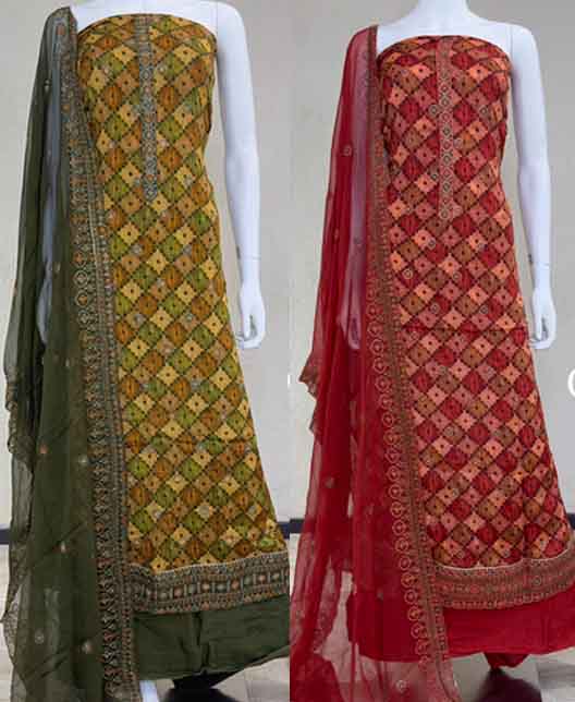 DIVINE MESSENGER Latest Ladies Suits | pure chinon embroidered Dupatta pure chinon