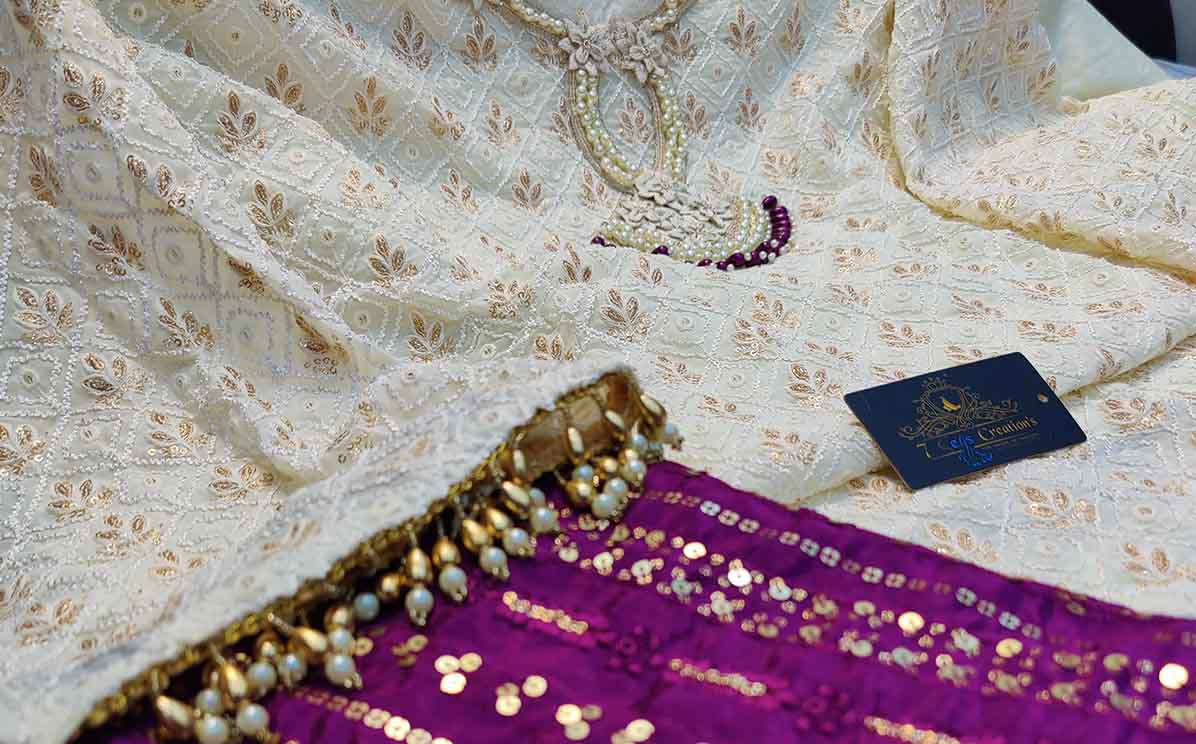 Elegant Design Georgette with extraordinary embroidery & sequins work all over 