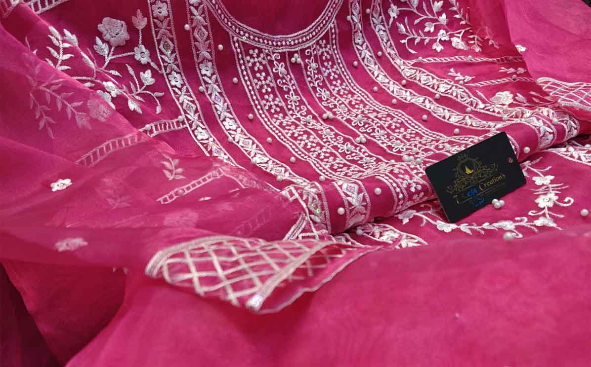Mottis work Both sided heavy embroidery and rainbow sequins work