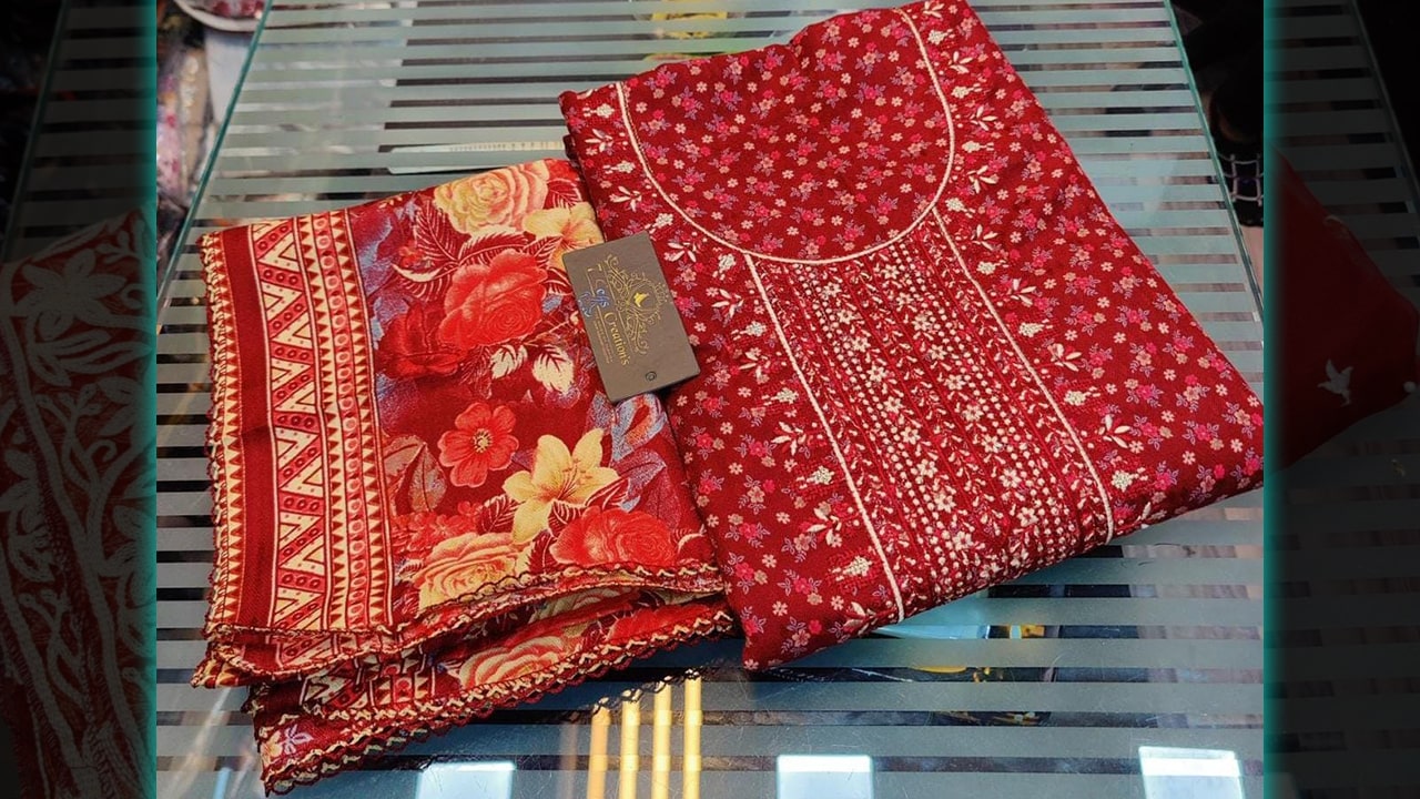 7 Seas | Pashmina Embroidery Work On Neck & Digital Printing All Over #suits #viral
