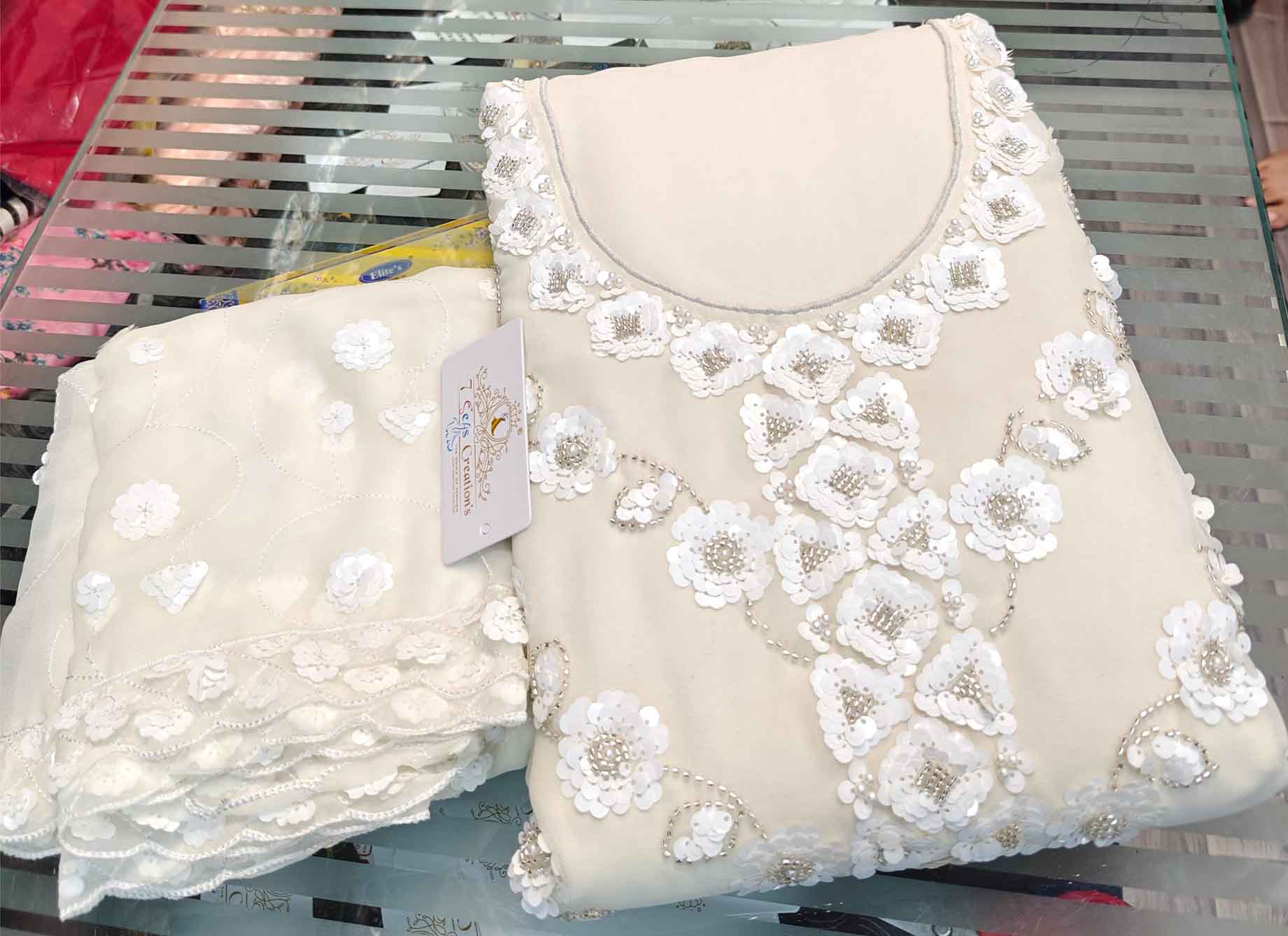 DIVINE MESSENGER |
 Divine Fab Latest Ladies Suits | Georgette with heavy embroidery & 3D sequins