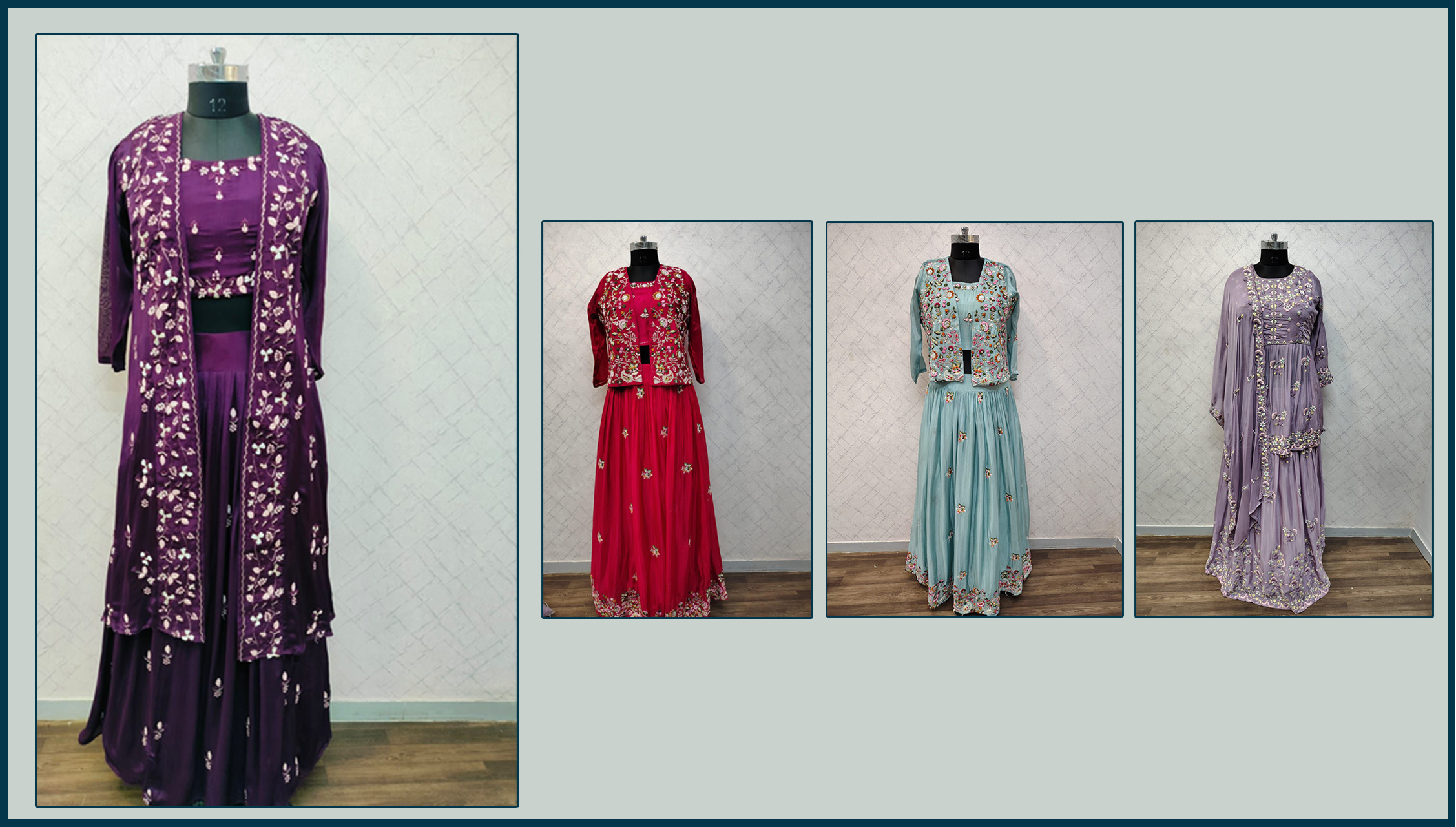 Divine Fab Latest Ladies Suits | chinon embroidered jacket with embroidered blauseBottoms pure