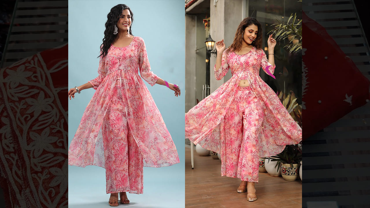 Divine Fab Latest Ladies Suits | Beautiful Three Piece Georgette Coord Set With Hand Embroidery