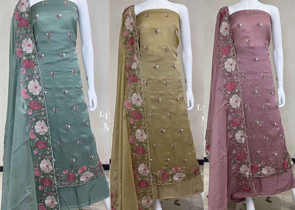 pure shimmar georgette Dupatta pure georgette shimmer Bottom pure santoon