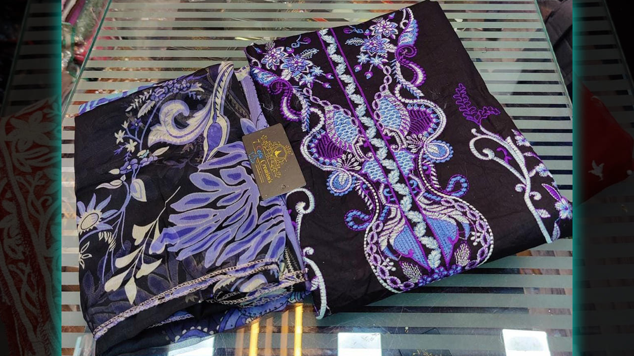 7 Seas Latest Suits | Pure Cotton Beautiful Self Embroidered & Printing All Over