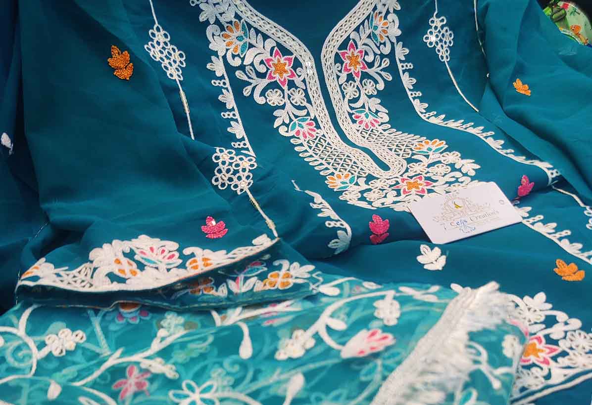 DIVINE MESSENGER |  Latest Ladies Suits | Georgette Super net with heavy Multi-colored embroidery 04