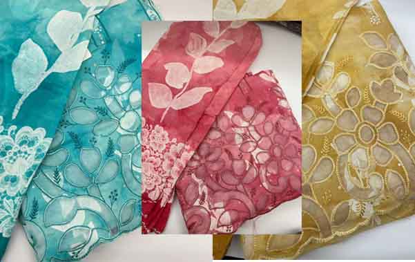 pure cotton organza applique work embroidered dupatta pure mul