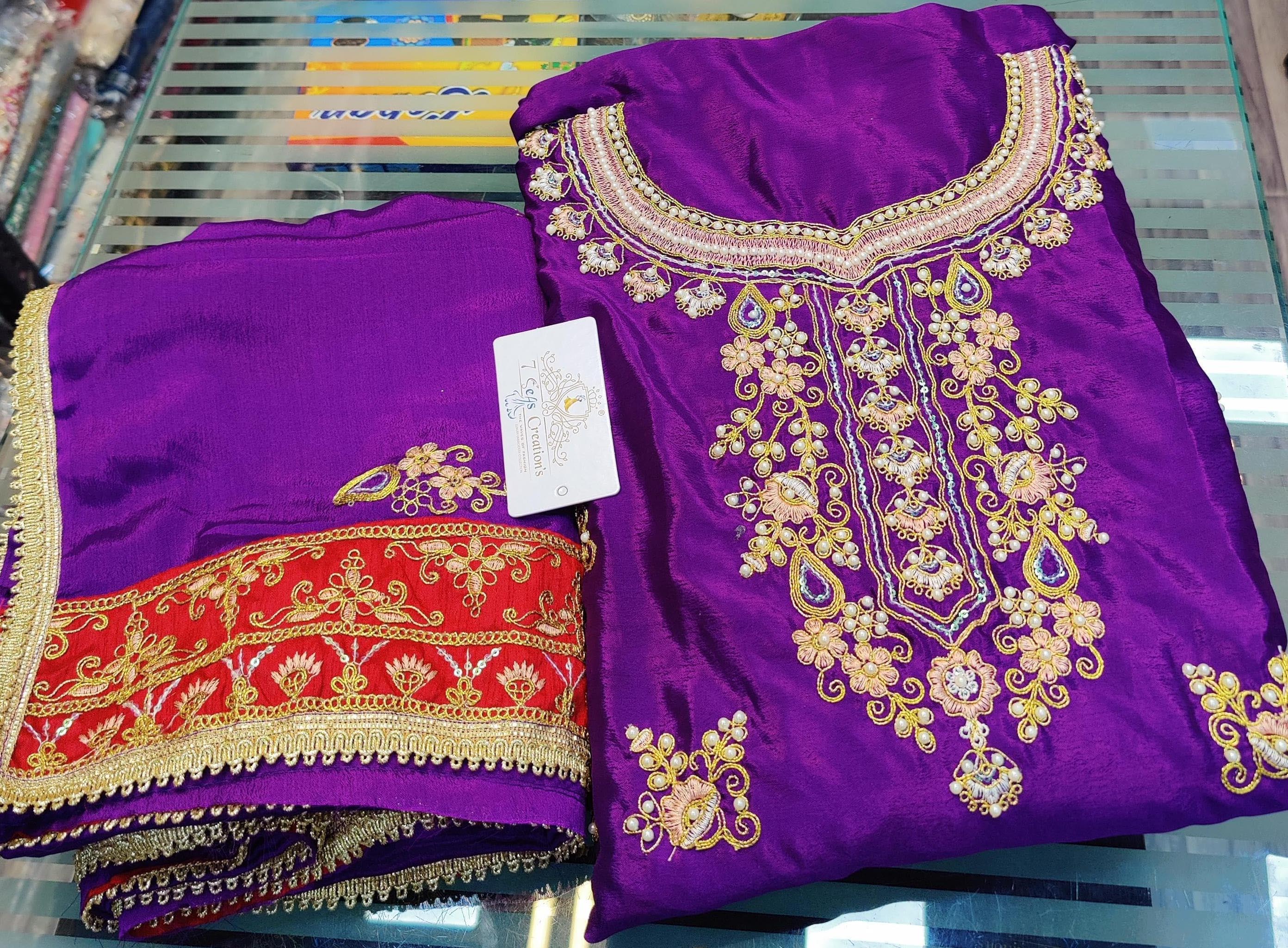 DIVINE MESSENGER | Divine Fab Latest Ladies Suits | Multi-colored embroidery, rainbow sequins & Mottis work Contrast