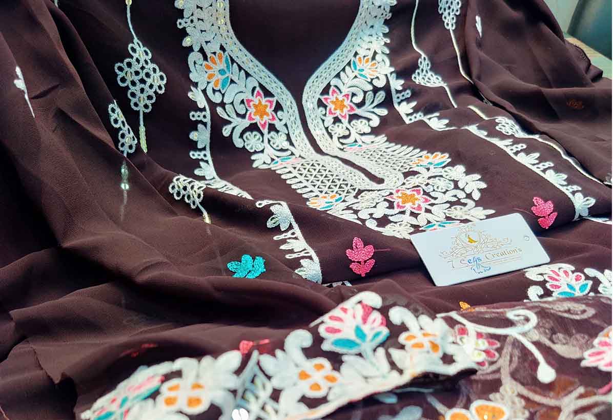 DIVINE MESSENGER | Latest Ladies Suits | Georgette Multi-colored embroidery & sequins 4 Sided fancy 02