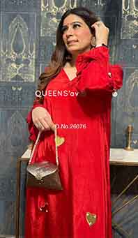 Divine Fab Latest Ladies Suits | QUEENS'av®️ Applique gold hearts symbol of love Full elastic plazo