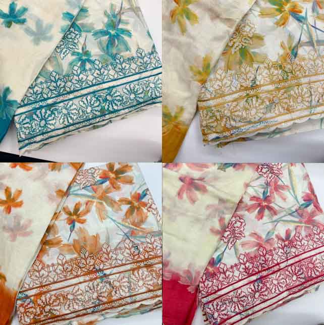 pure cotton satin cross stitch embroidery Dupatta pure cotton
