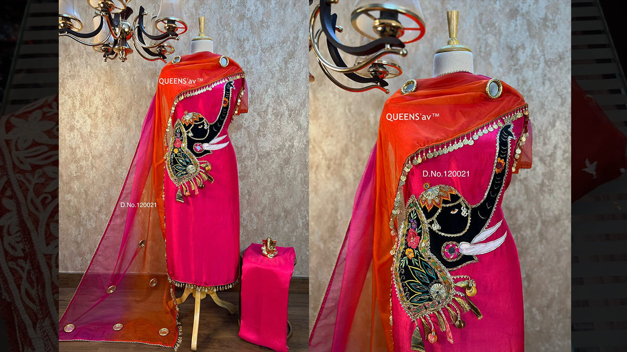 QUEENS'av Suits | Pure Mul Silk Shirt | Beautifully Thread Embroidered | Premium Hand Work
