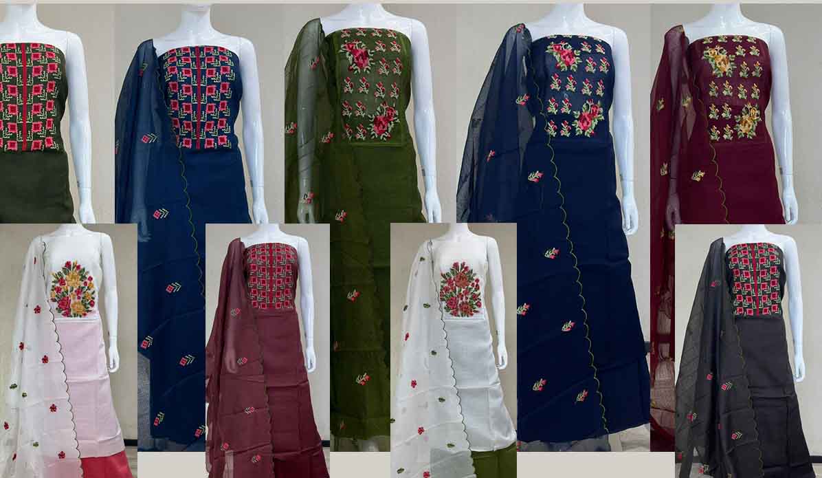 DIVINE MESSENGER Latest Ladies Suits | pure kota cross stitch embroidered Dupatta pure kota embroidered