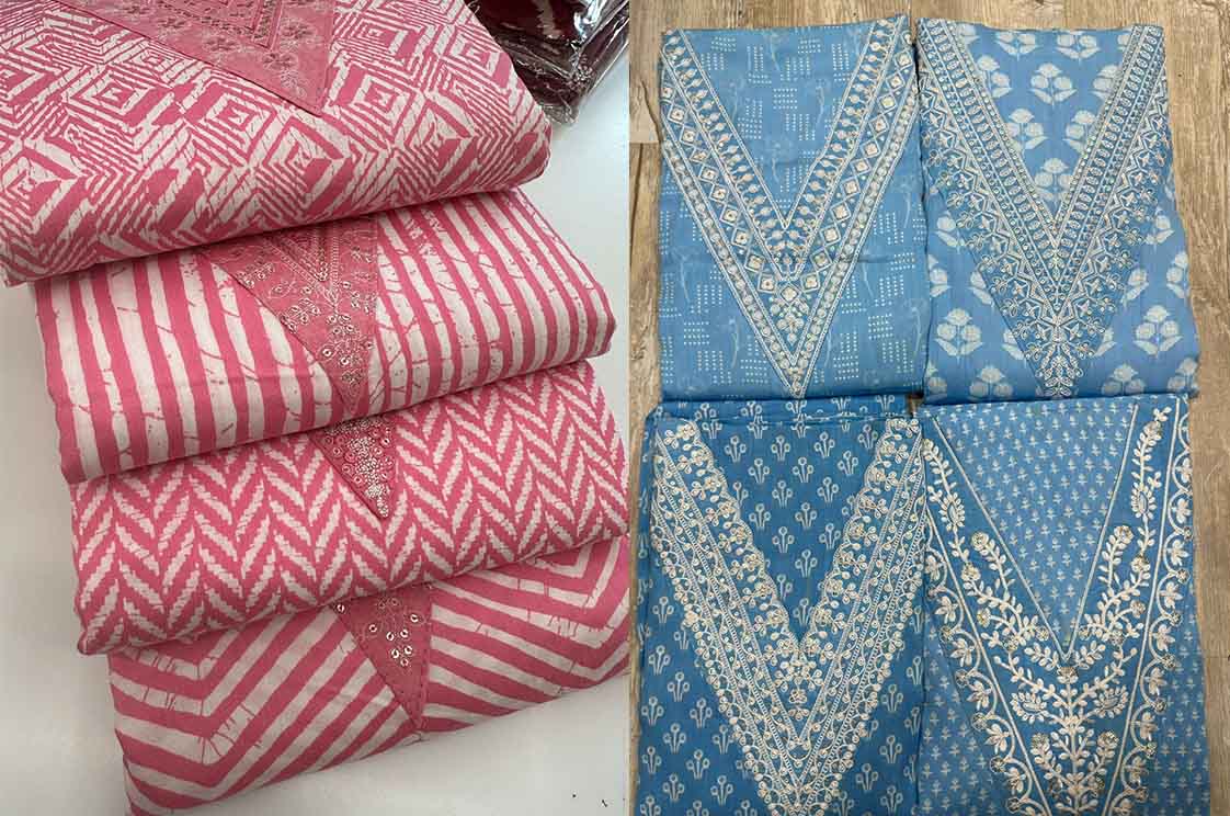 Bottom pure cotton printed pure cotton satin embroidered SUIT