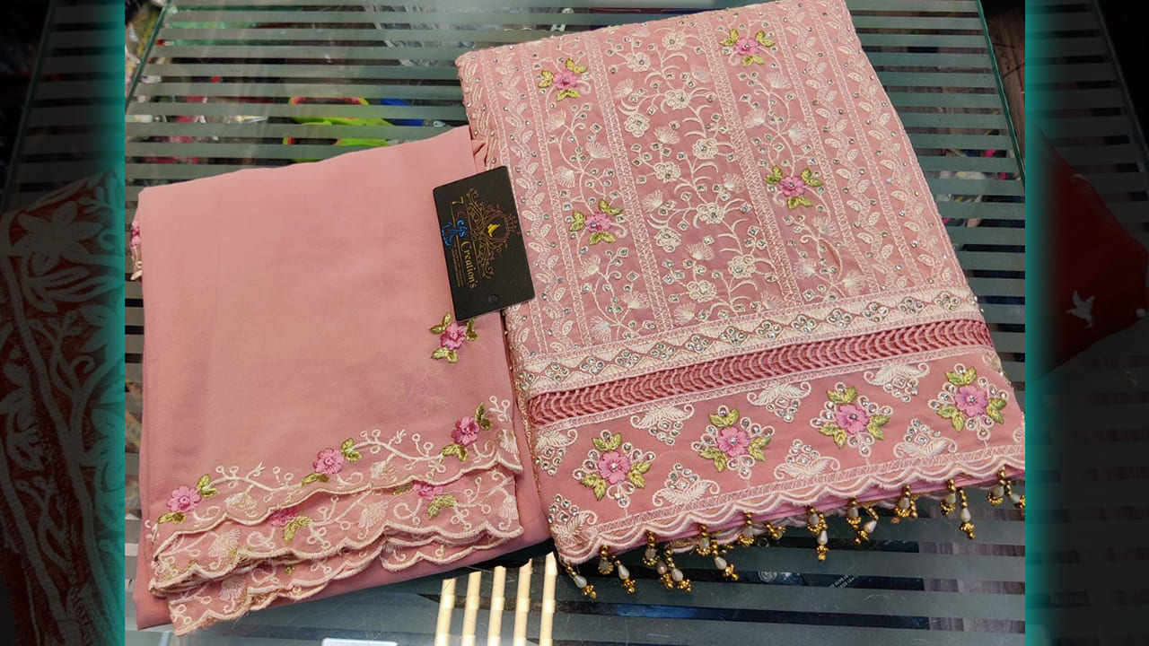 7Seas Creation's Suits | Georgette Beautiful Multi-Colored Embroidery & Heavy Diamond Work All Over