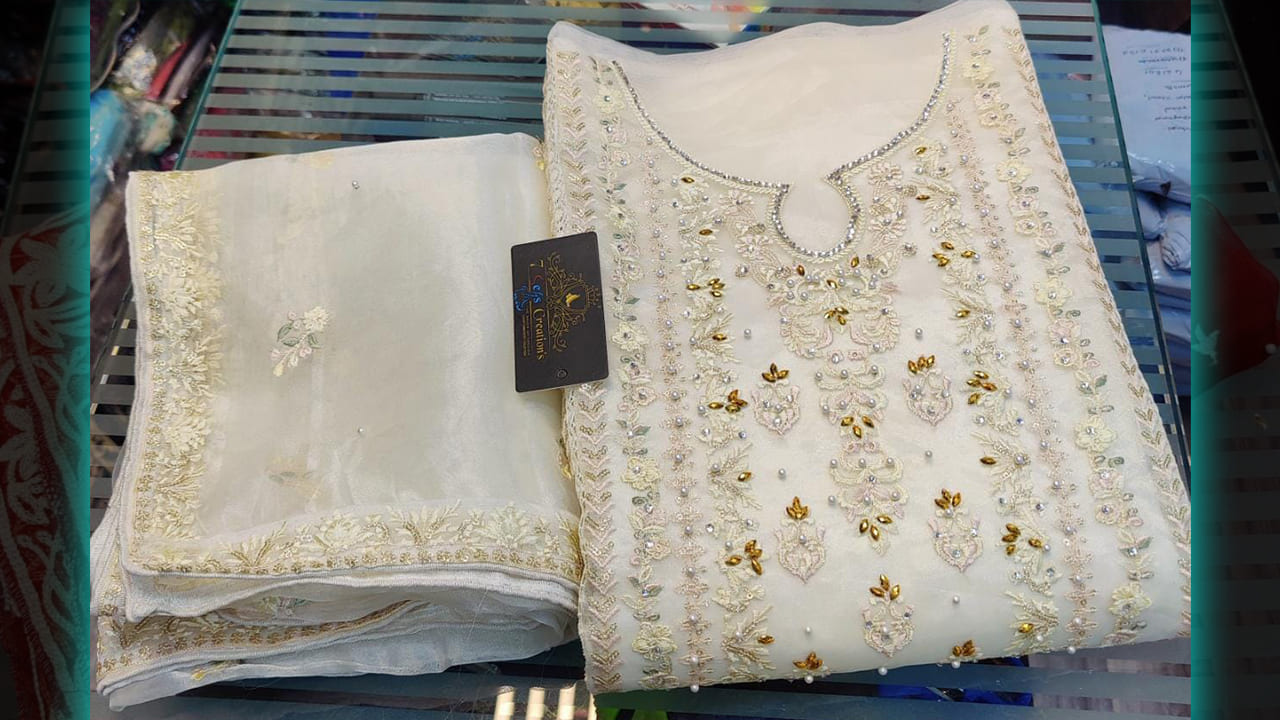 7Seas Creation's Top Suits | Organza With Beautiful Embroidery, Sequins, Mottis & Diamond Work All Over