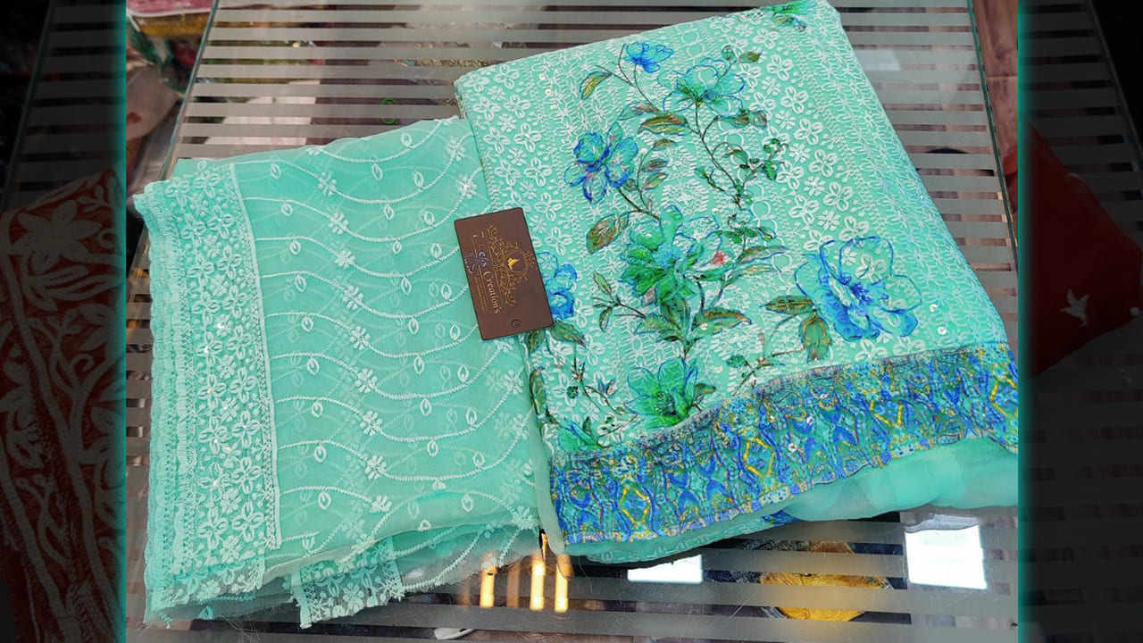 7 Seas Latest Suits | Georgette With So Beautiful Digital Printing Chikankari Embroidery
