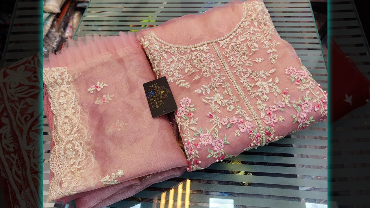 7 Seas Latest Ladies Suits | Organza With Beautiful Multi-Colored Embroidery, Sequins & Handwork