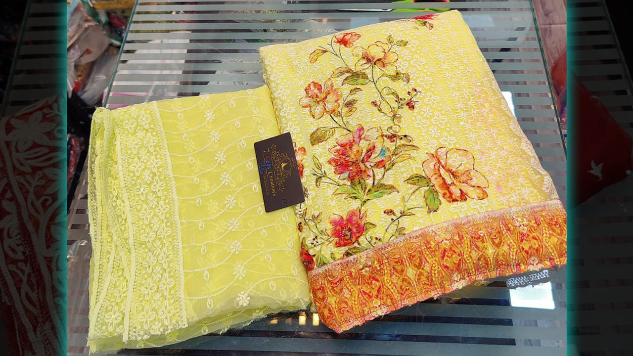 7 Seas Suits | Georgette With Heavy Chikankari Embroidery & Sequins Work All Over | 4 Colours