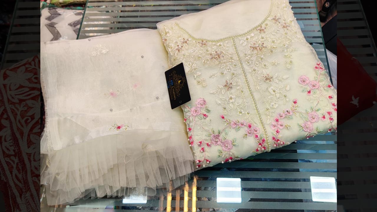 7 Seas Top Suits | Organza With Beautiful Multi-Colored Embroidery, Sequins & Handwork