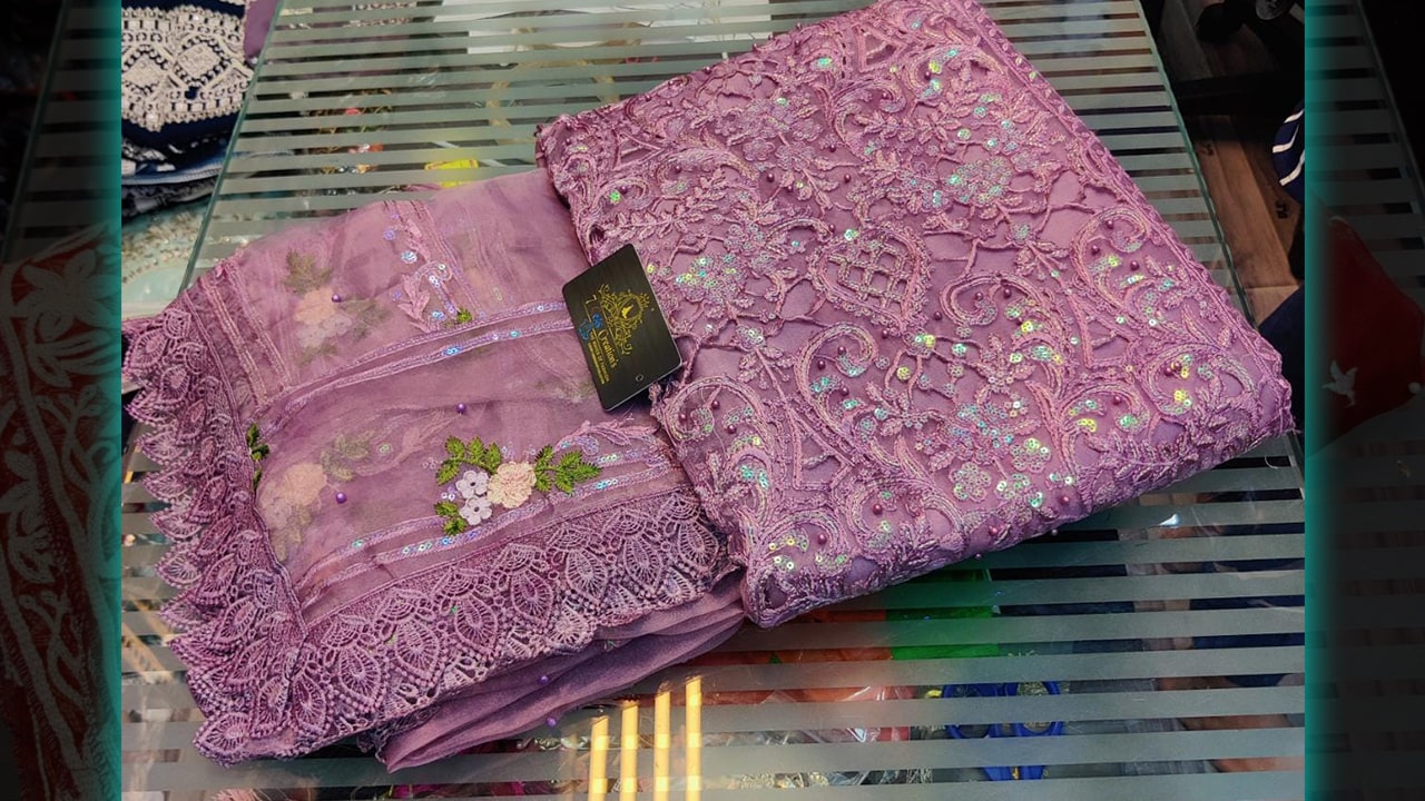 Divine Fab Latest Ladies Suits | Organza Beautiful Embroidery & Heavy Rainbow Sequins Work All Over