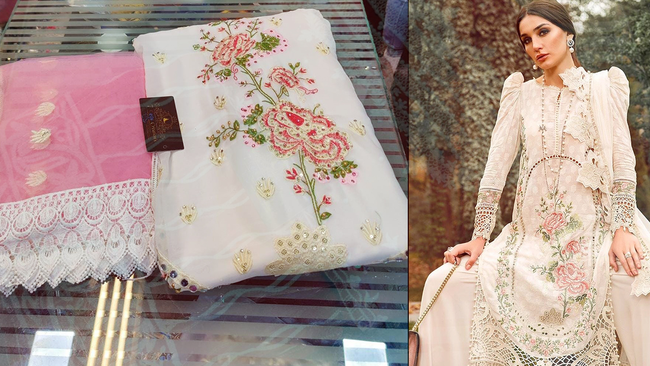 7Seas Creation's Suits | Georgette Multi-Colored Embroidery, Sequins, Mottis & Mirror Work All Over