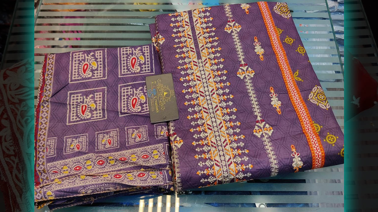 7Seas Creation's Suits | Pure Cotton Beautiful Digital Printing, Embroidery & Sequins Work All Over