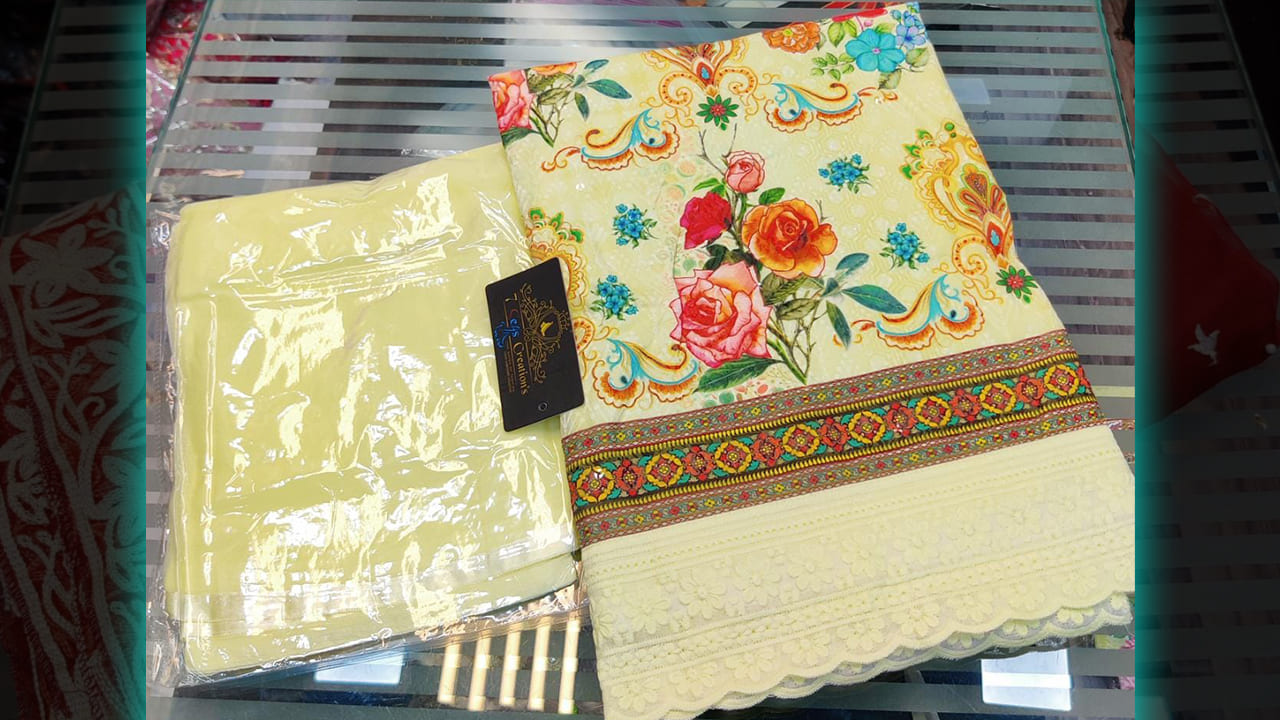 7Seas Creation's Latest Ladies Suits | Digital Printing All Over | Heavy Embroidered Daman Lace