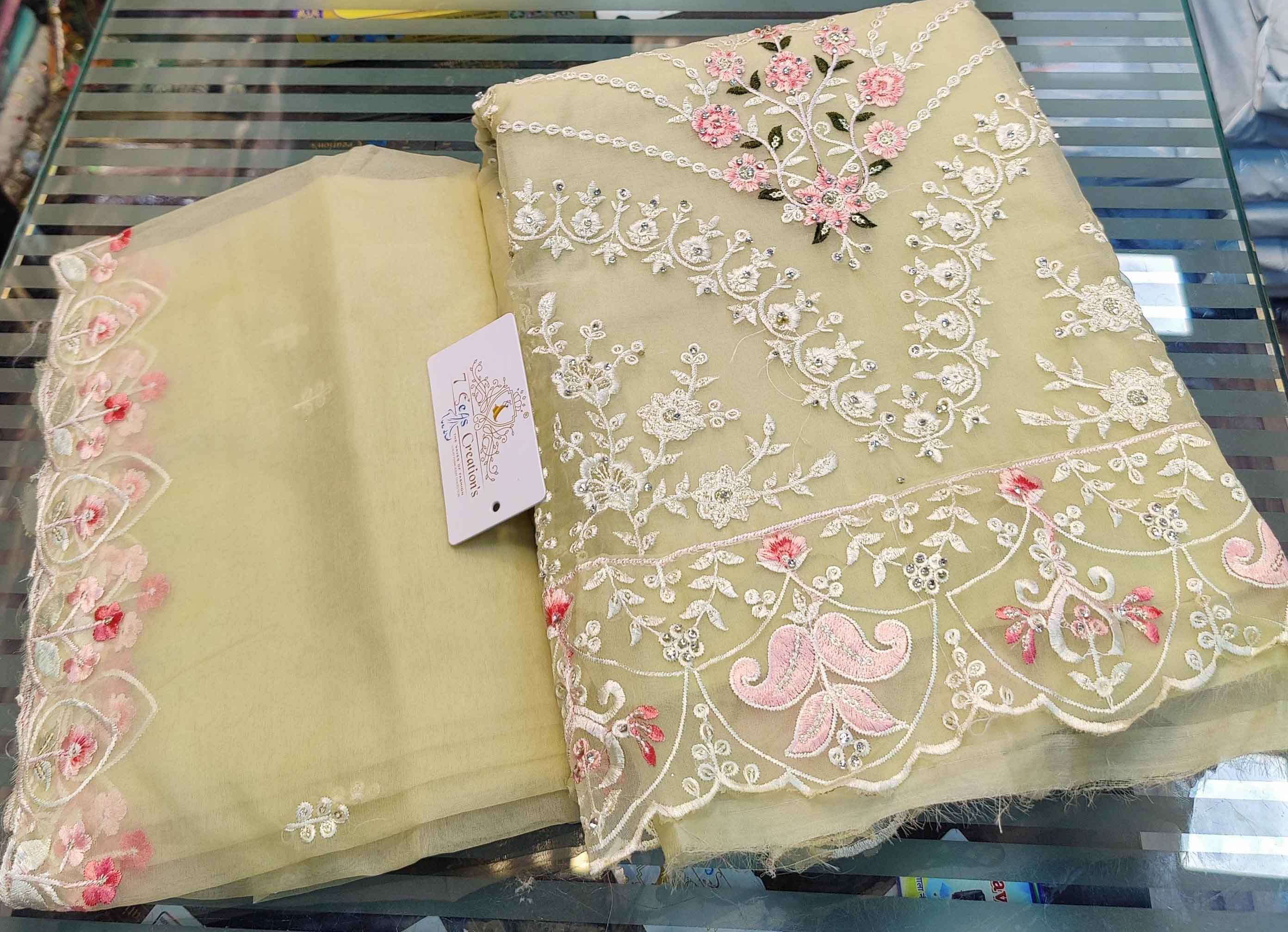 DIVINE MESSENGER | Divine Fab Latest Ladies Suits | Organza with beautiful Multi-colored diamond work